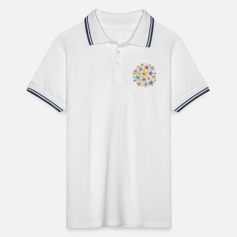 Bunte Sternchen Explosion Männer Tipped Poloshirt