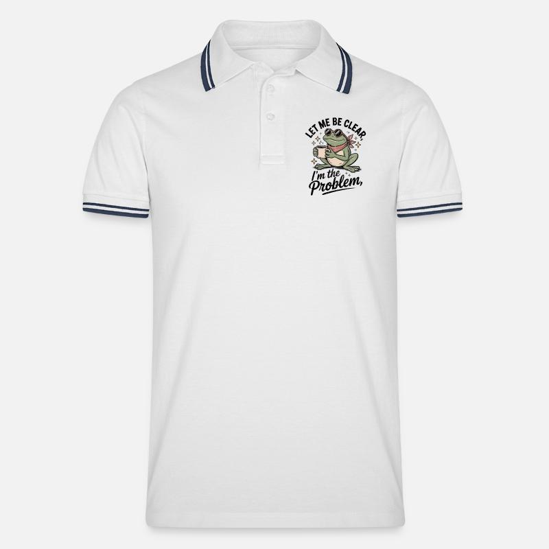Caffeinated Frog: I'm the Problem - Men's Tipped Polo Shirt - white/navy