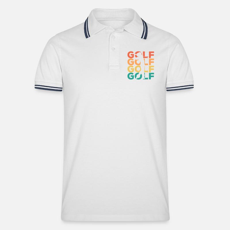Rainbow Golf Swing Silhouette - Männer Tipped Poloshirt - Weiß/Navy