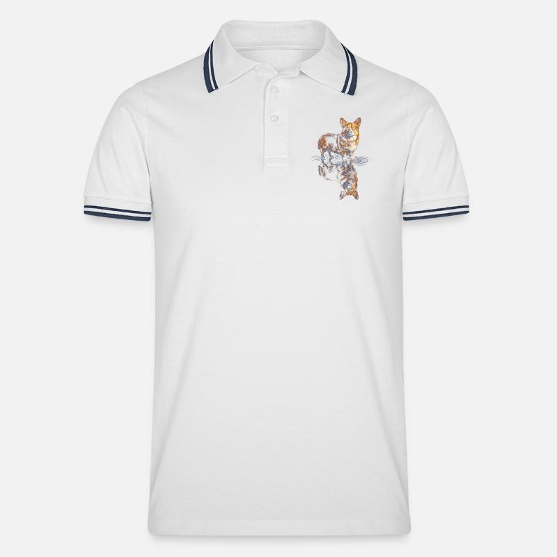 Wasserreflex Corgi - Männer Tipped Poloshirt - Weiß/Navy