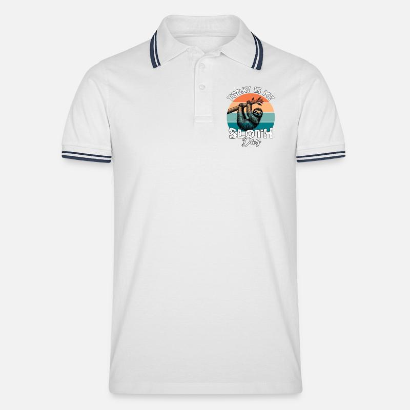 Faultier Sloth - Männer Tipped Poloshirt - Weiß/Navy