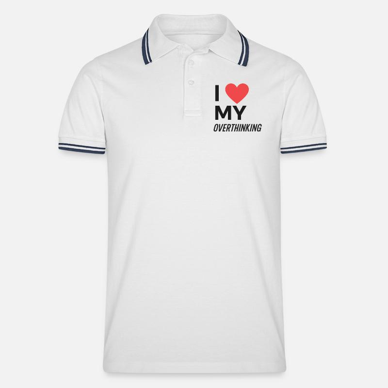 I Love My Overthinking - Men's Tipped Polo Shirt - white/navy