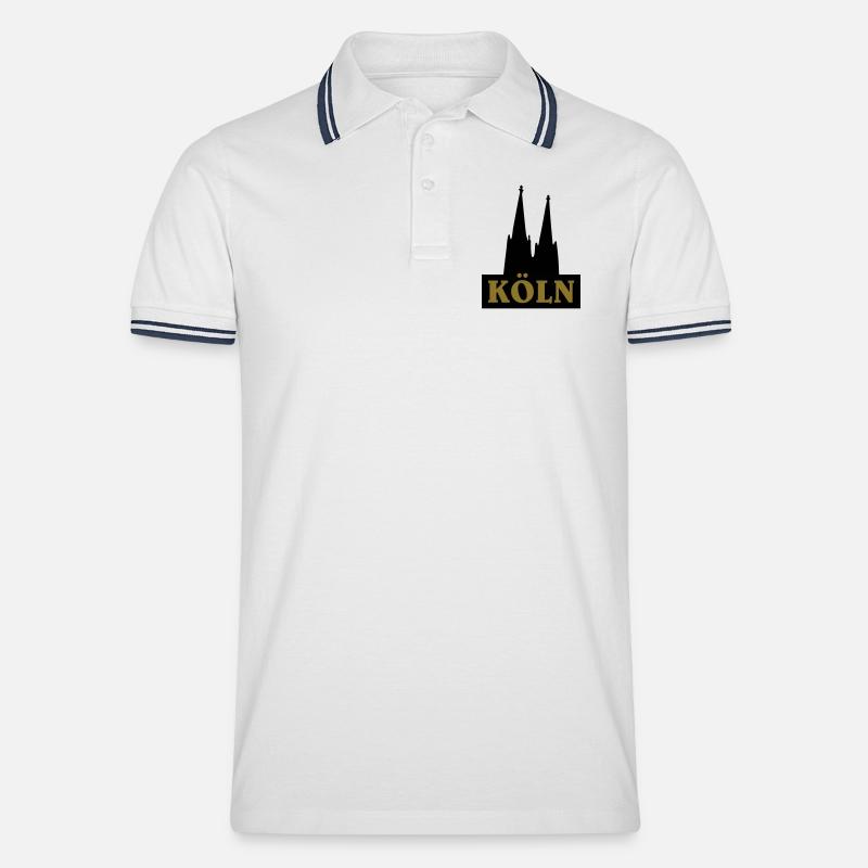 Köln Logo mit dem Kölner Dom - Männer Tipped Poloshirt - Weiß/Navy