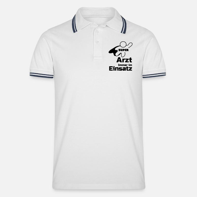 Super Arzt Geschenk - Männer Tipped Poloshirt - Weiß/Navy