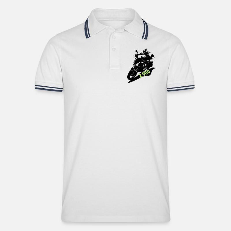 KZ900schrift2 - Männer Tipped Poloshirt - Weiß/Navy