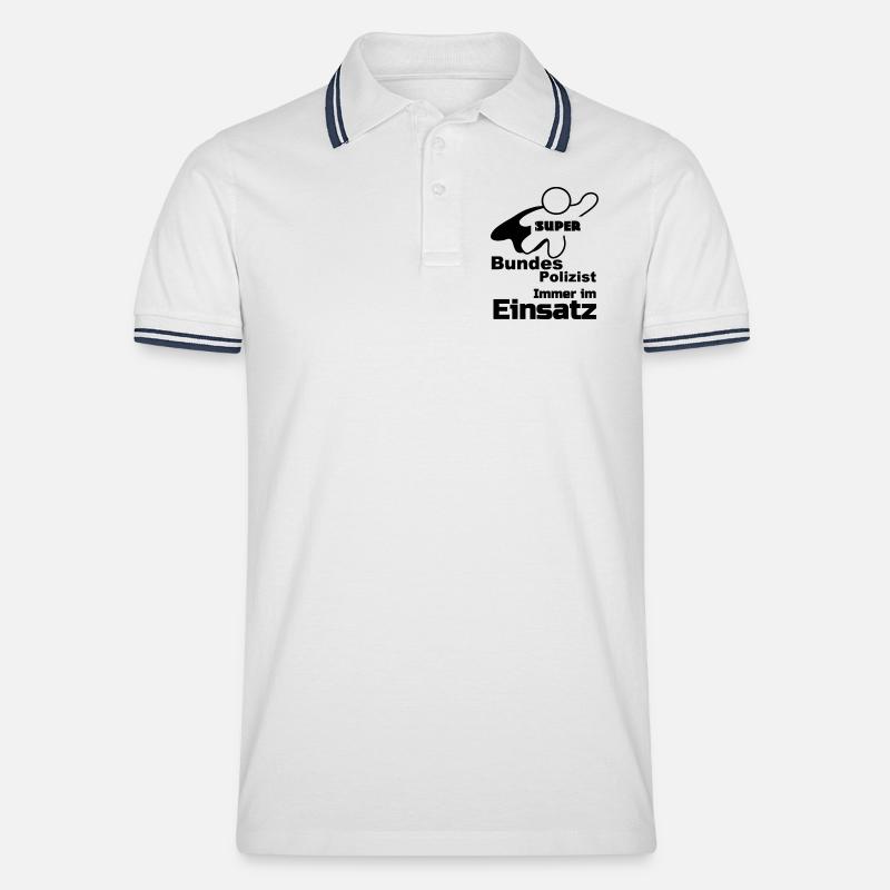 Super Bundespolizist Polizei, Sprüche, Geschenk - Männer Tipped Poloshirt - Weiß/Navy