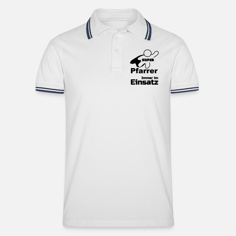 Super Pfarrer Geschenk - Männer Tipped Poloshirt - Weiß/Navy