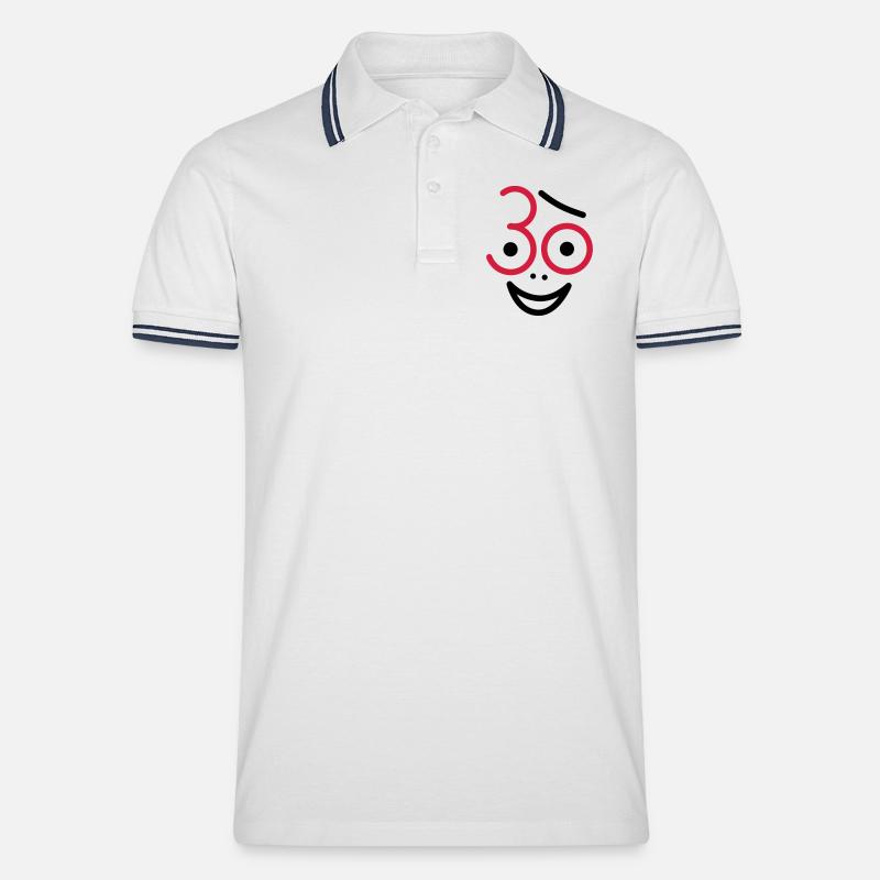Juhu 30 Jahre ! - Männer Tipped Poloshirt - Weiß/Navy
