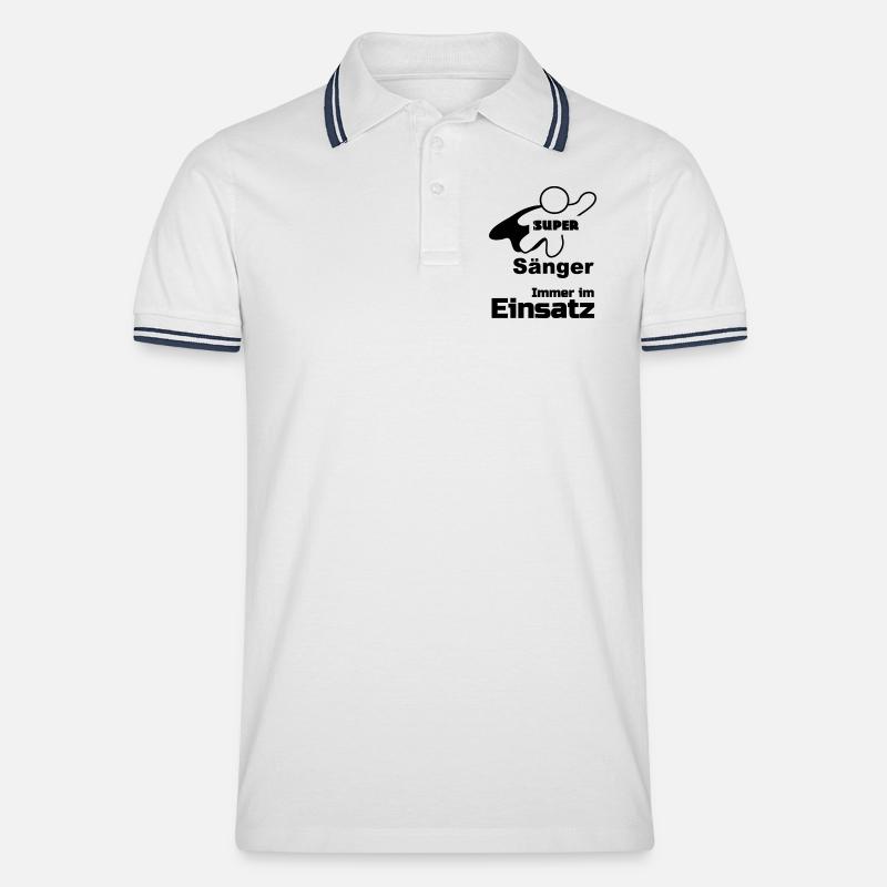 Super Sänger, Musik,Berufe, Sprüche, Geschenk - Männer Tipped Poloshirt - Weiß/Navy