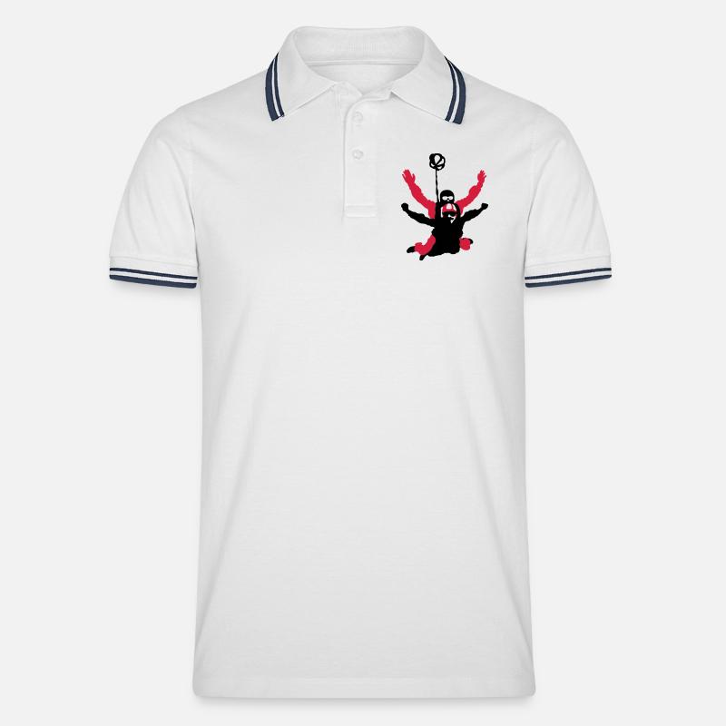 Tandemsprung - Männer Tipped Poloshirt - Weiß/Navy