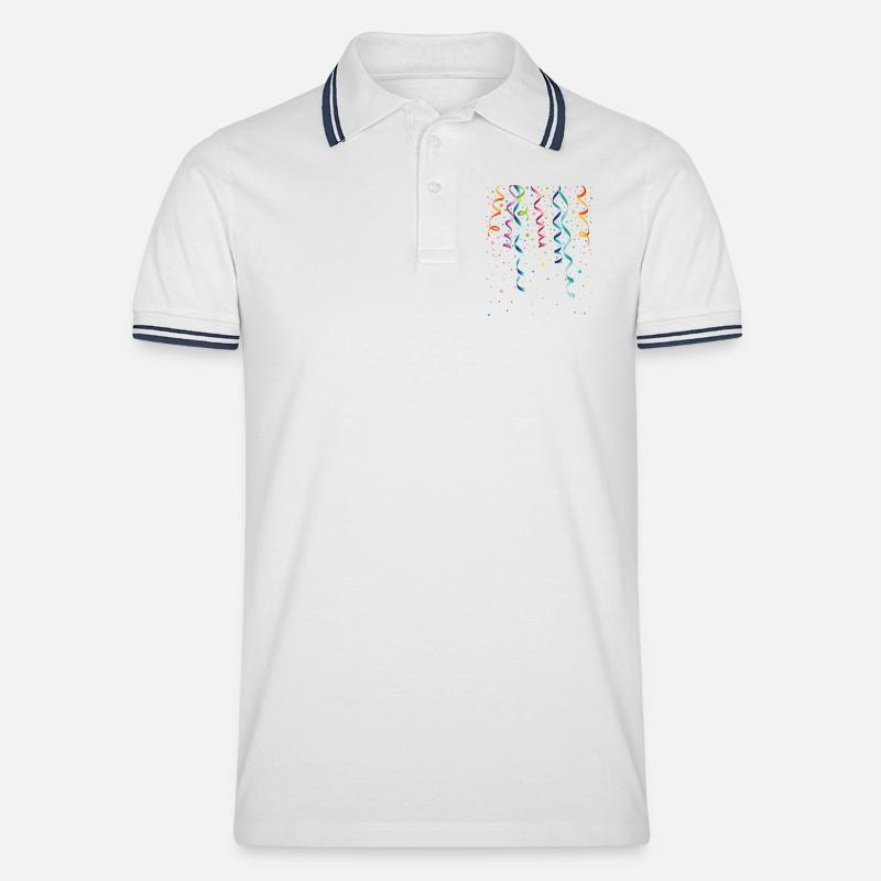 Silvester. Bunte Luftschlangen mit Konfetti. - Männer Tipped Poloshirt - Weiß/Navy