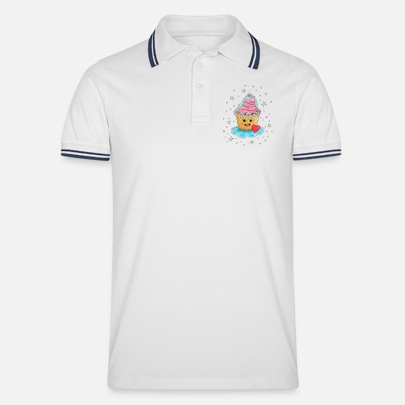 Cupcake Muffin Kuchen als Braut - Männer Tipped Poloshirt - Weiß/Navy