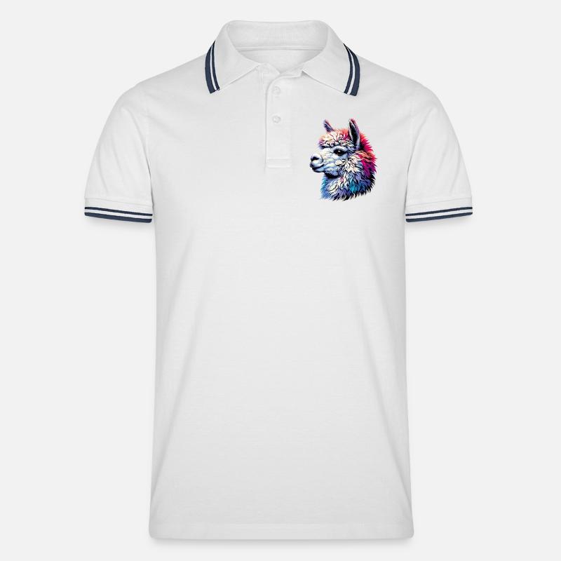 Alpaka - Männer Tipped Poloshirt - Weiß/Navy