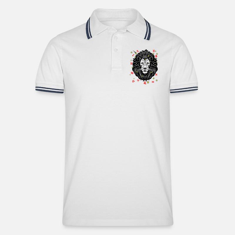 Sternzeichen Stern Logo Löwe - Männer Tipped Poloshirt - Weiß/Navy