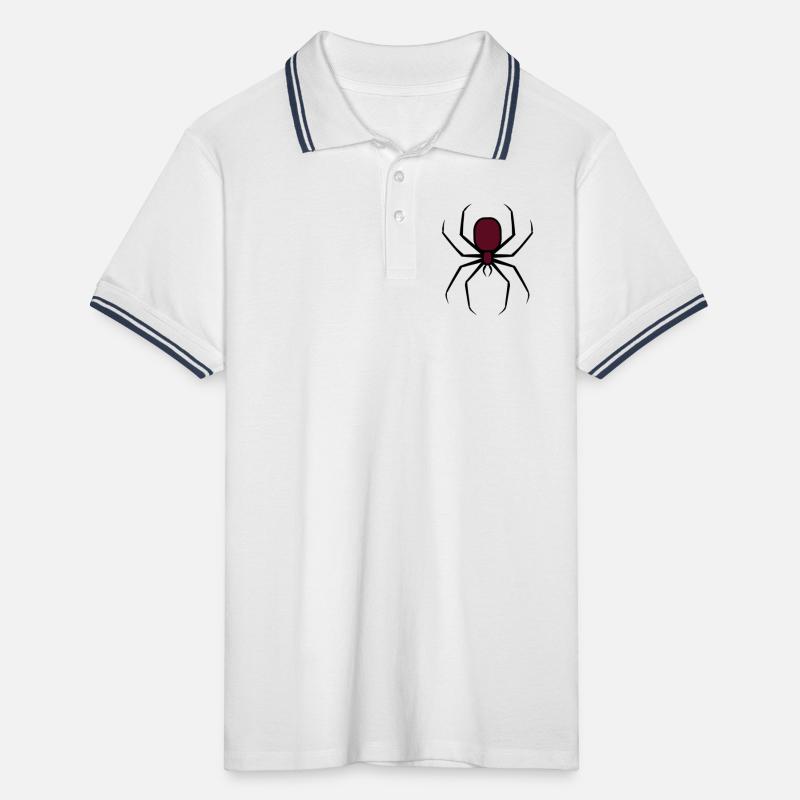 Gruselige Halloween Unheimliche Goth-Spinne 3 Männer Tipped Poloshirt