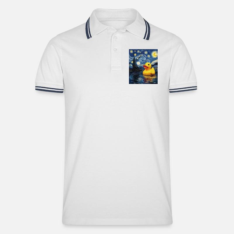 Quietscheentchen - Männer Tipped Poloshirt - Weiß/Navy
