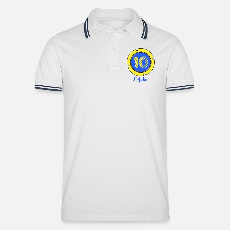 Logo des Departements Aube 10 - Männer Tipped Poloshirt - Weiß/Navy
