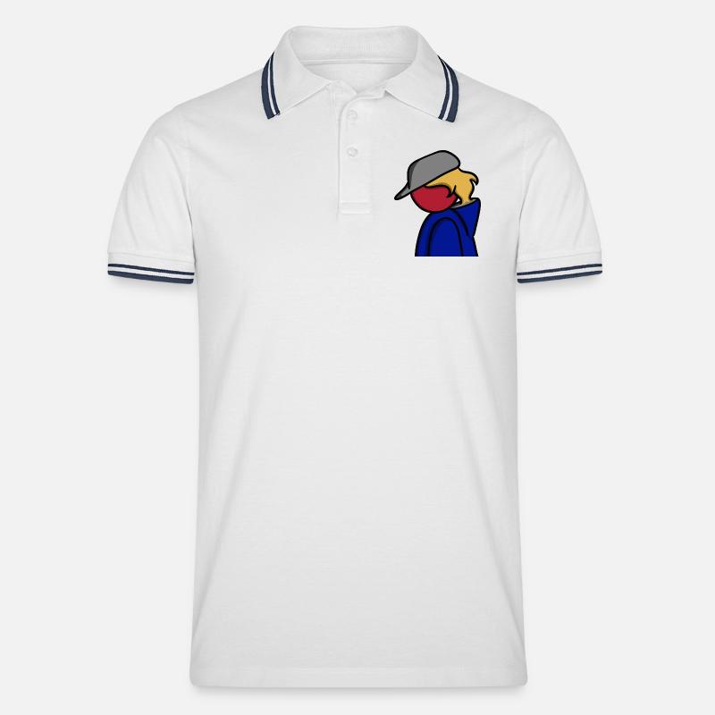Ein Blick auf Blau - Männer Tipped Poloshirt - Weiß/Navy