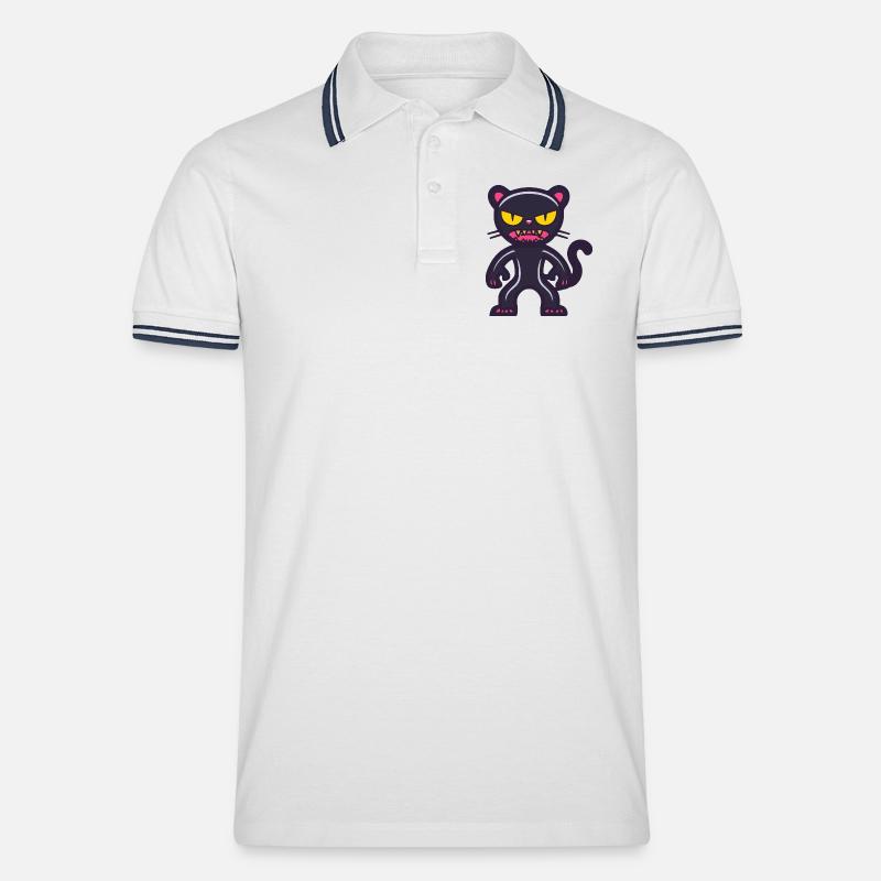 Panther Halloween Comic Lustig - Männer Tipped Poloshirt - Weiß/Navy