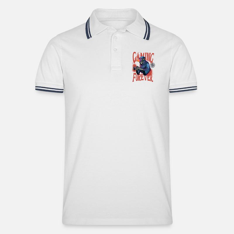 Gaming Forever – Reaper Edition - Männer Tipped Poloshirt - Weiß/Navy