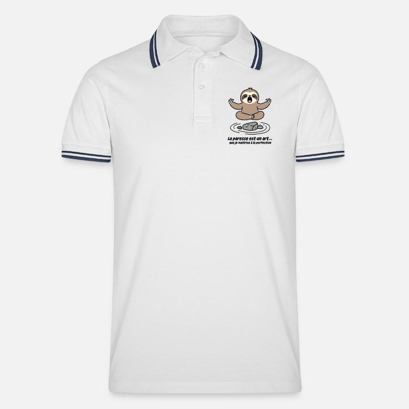 Zen Meditativo Pigro - Polo per uomo - bianco/navy