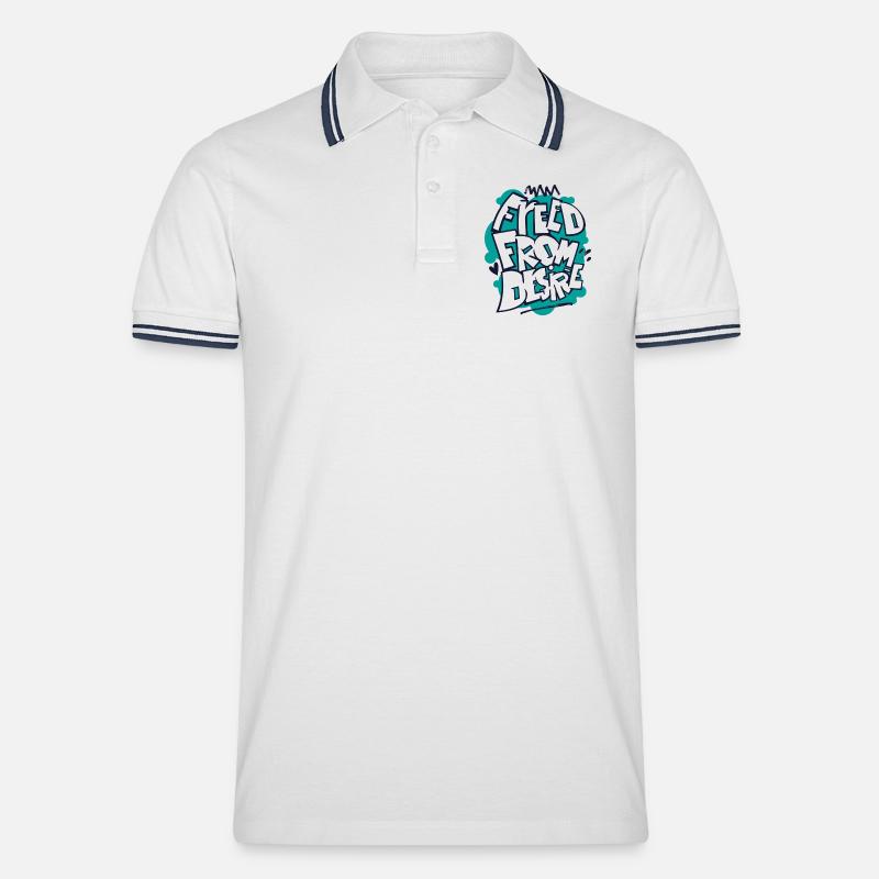 Feed From Desire Graffiti Tee - Männer Tipped Poloshirt - Weiß/Navy