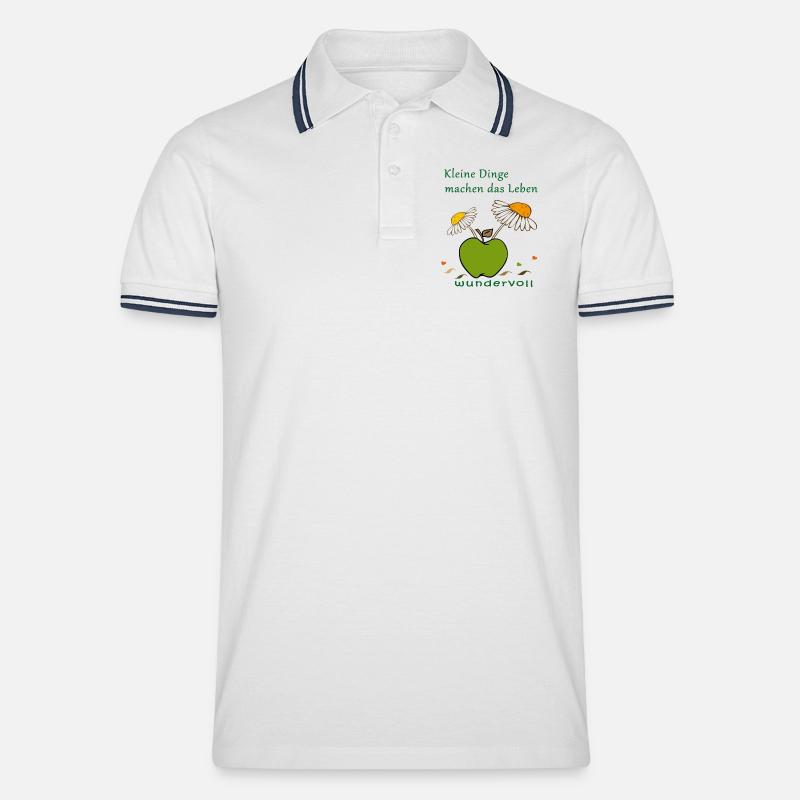 Apfel mit Kamellenblüten - Männer Tipped Poloshirt - Weiß/Navy