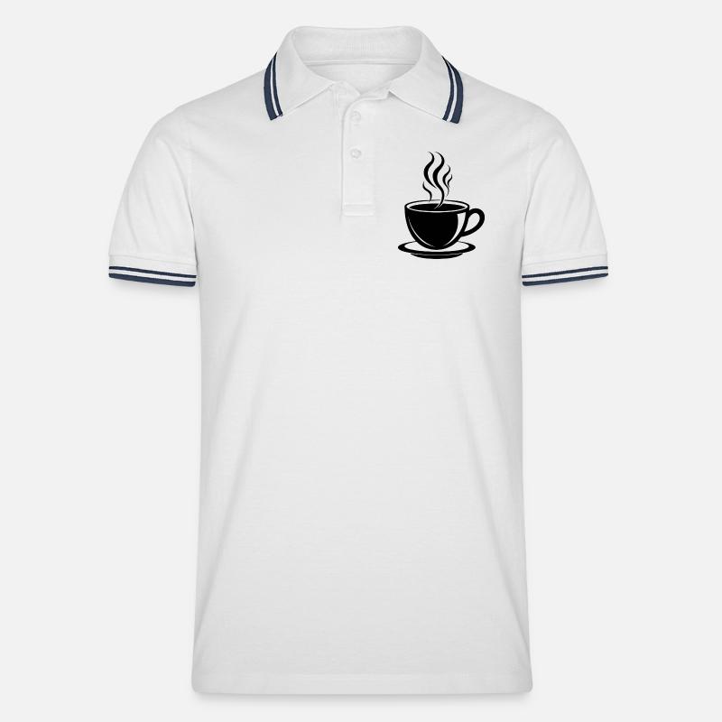 Kaffeetasse - Männer Tipped Poloshirt - Weiß/Navy