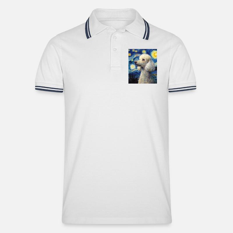 Pudel - Männer Tipped Poloshirt - Weiß/Navy