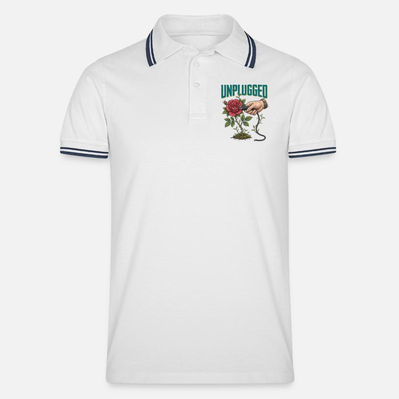 Unplugged - Männer Tipped Poloshirt - Weiß/Navy