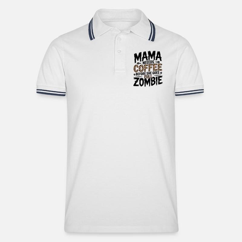 Mama braucht Kaffee - Männer Tipped Poloshirt - Weiß/Navy