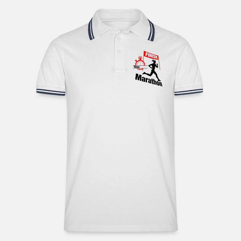 Coureuse marathonienne – Temps de course - Polo tipped Homme - blanc/marine