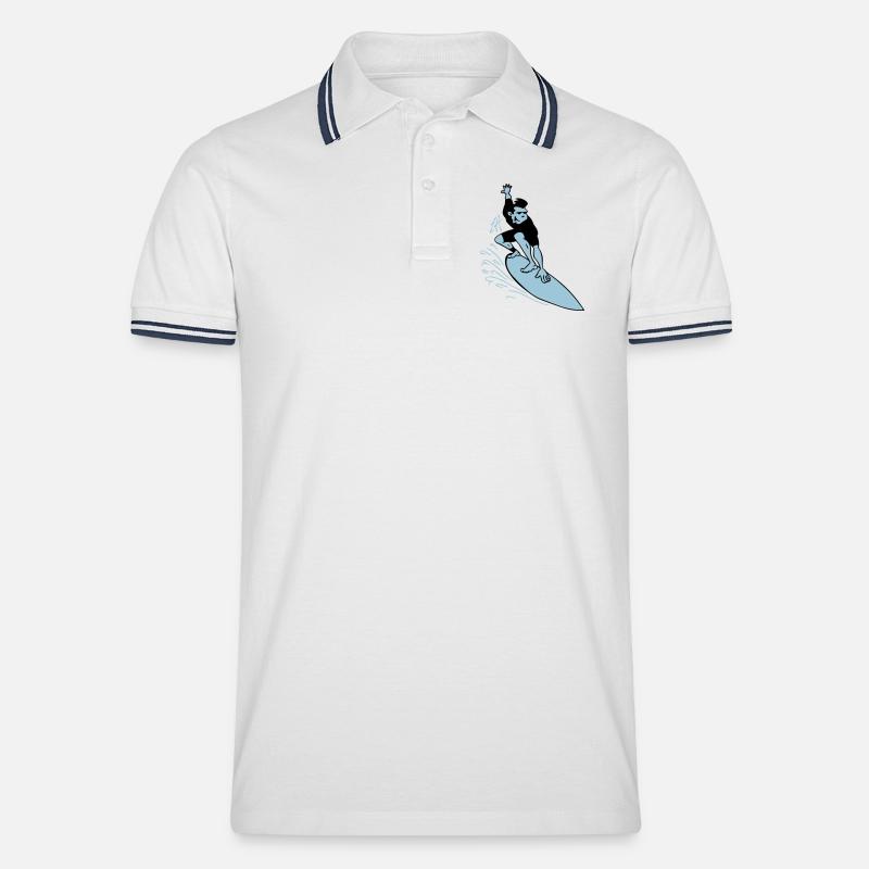 Surfer - Männer Tipped Poloshirt - Weiß/Navy
