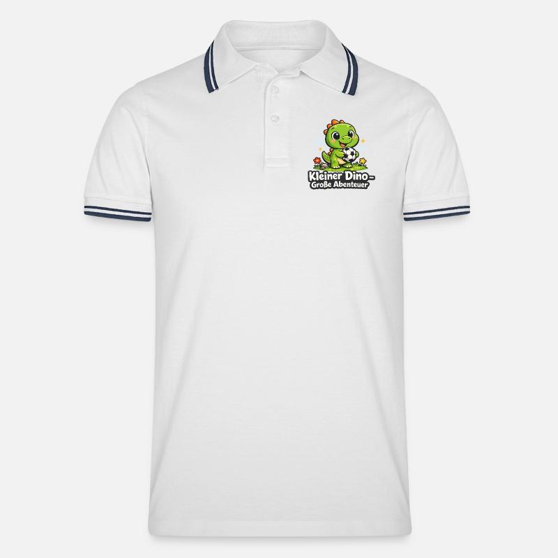 Kleiner Dino – Große Abenteuer - Männer Tipped Poloshirt - Weiß/Navy