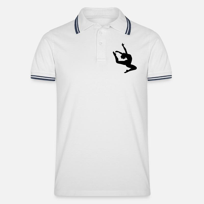 Springen Mädchen - Männer Tipped Poloshirt - Weiß/Navy