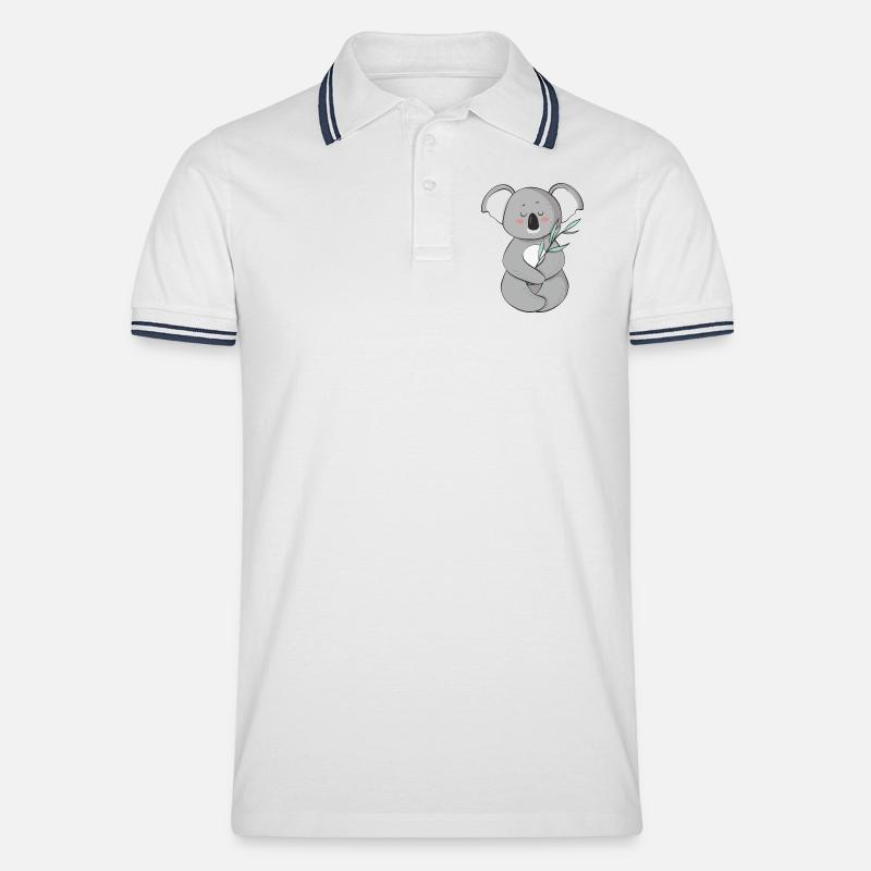 Koala - Männer Tipped Poloshirt - Weiß/Navy