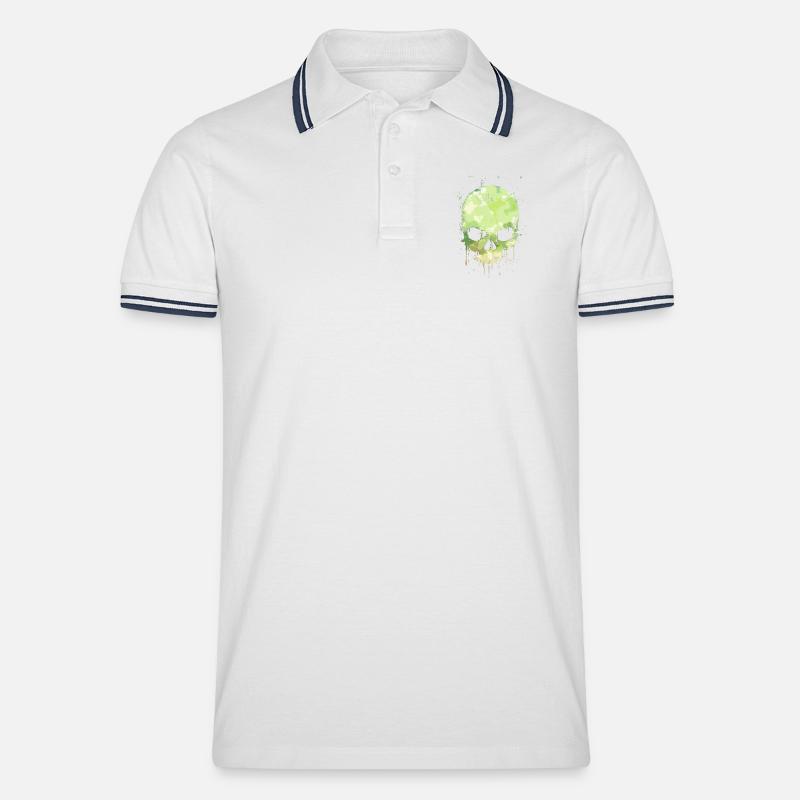 Schädelfleck - Männer Tipped Poloshirt - Weiß/Navy