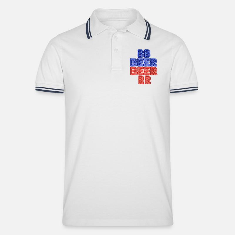 BIER - Männer Tipped Poloshirt - Weiß/Navy