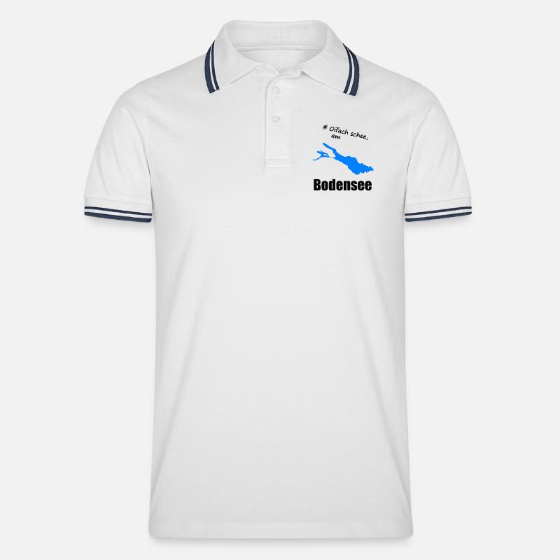 # Oifach schee, am Bodensee - Männer Tipped Poloshirt - Weiß/Navy