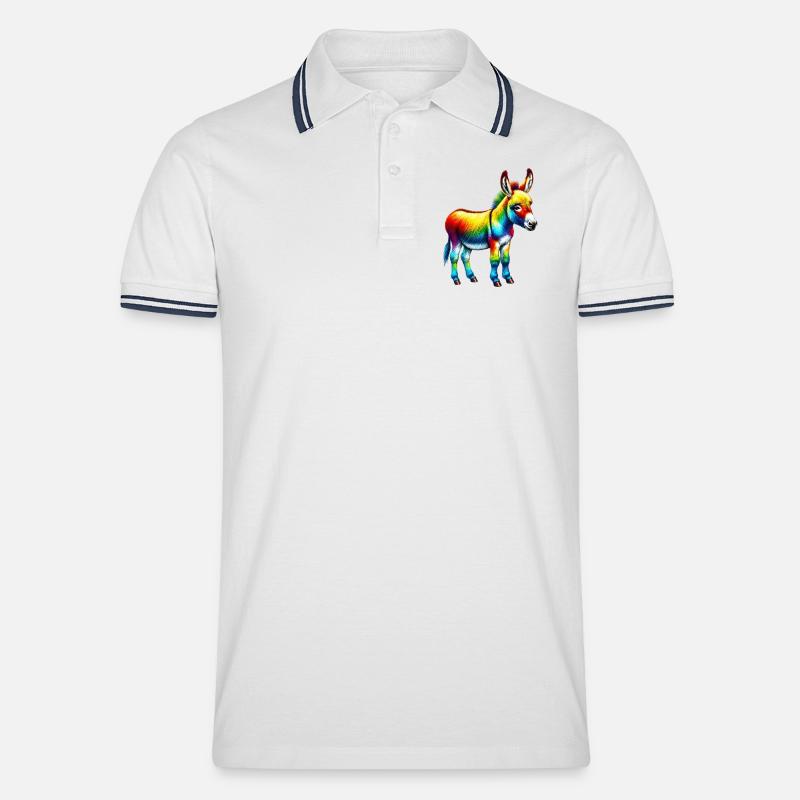 Esel-Maultier - Männer Tipped Poloshirt - Weiß/Navy