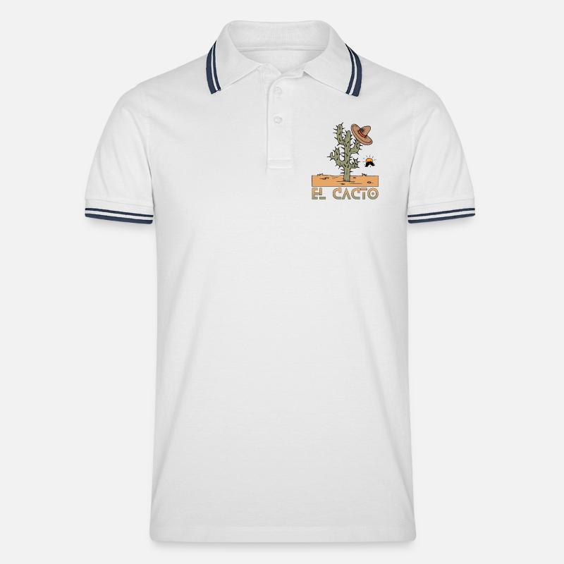 el cacto 2 - Männer Tipped Poloshirt - Weiß/Navy