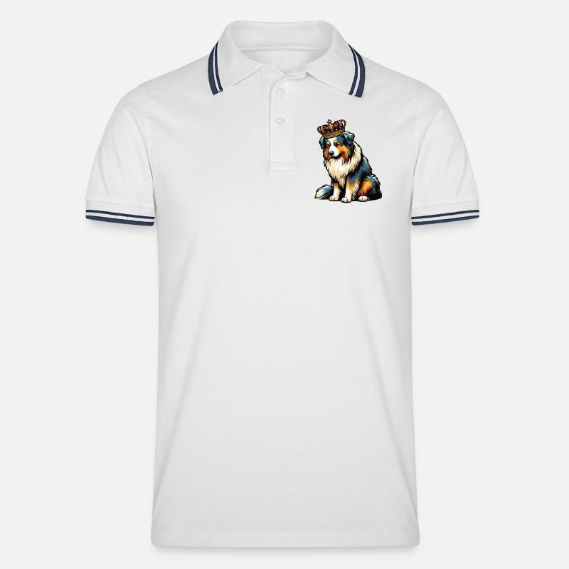 Australian Shepherd Aussie Aussiebesitzer Aussies - Männer Tipped Poloshirt - Weiß/Navy