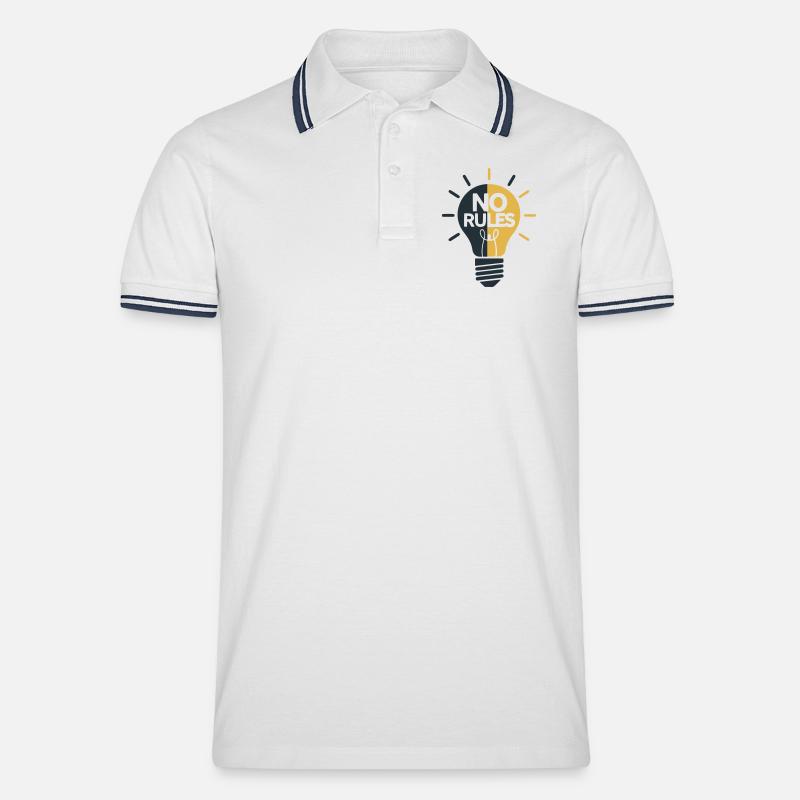 No Rules Lichtkugel Design - Männer Tipped Poloshirt - Weiß/Navy