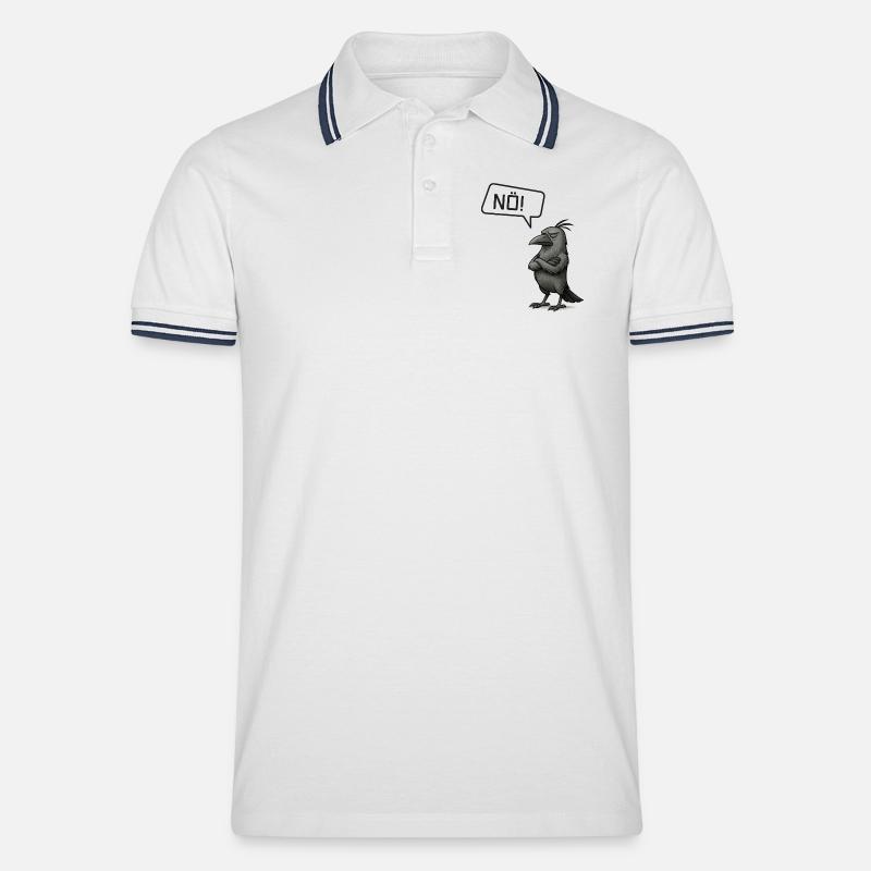 Nö! Krähe – Stures Tier Statement Design - Männer Tipped Poloshirt - Weiß/Navy