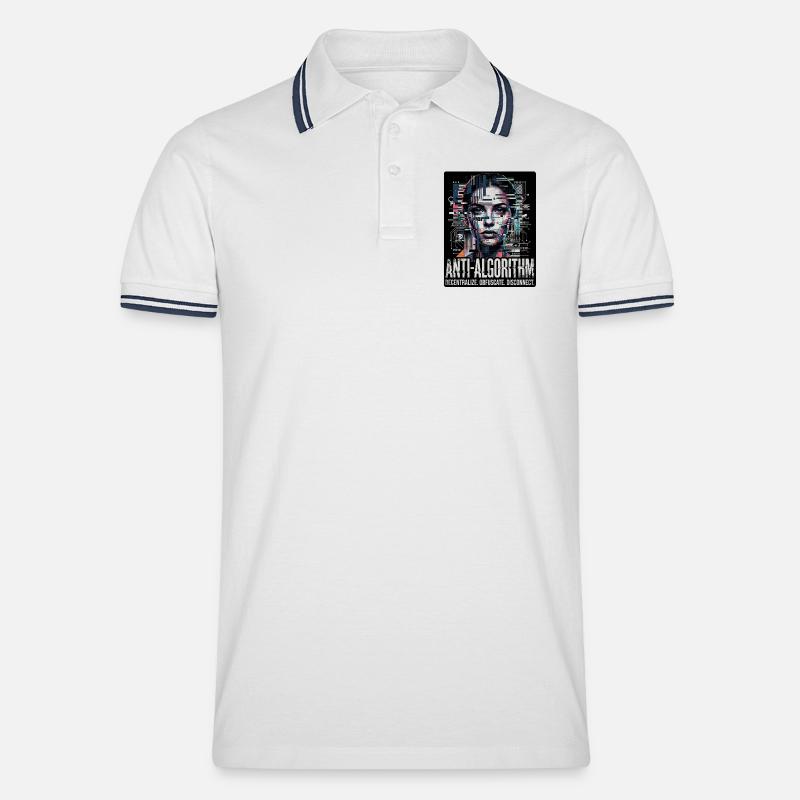 Anti Algorithm - Männer Tipped Poloshirt - Weiß/Navy