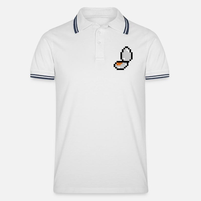 Pixel-Ei - Männer Tipped Poloshirt - Weiß/Navy