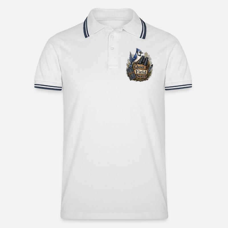 Quiet Field Notes Wolken - Männer Tipped Poloshirt - Weiß/Navy