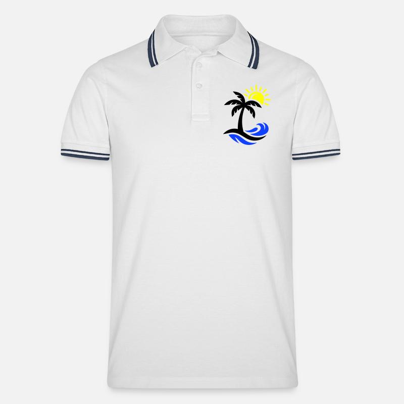 Océan Palm Tree Beach - Polo tipped Homme - blanc/marine