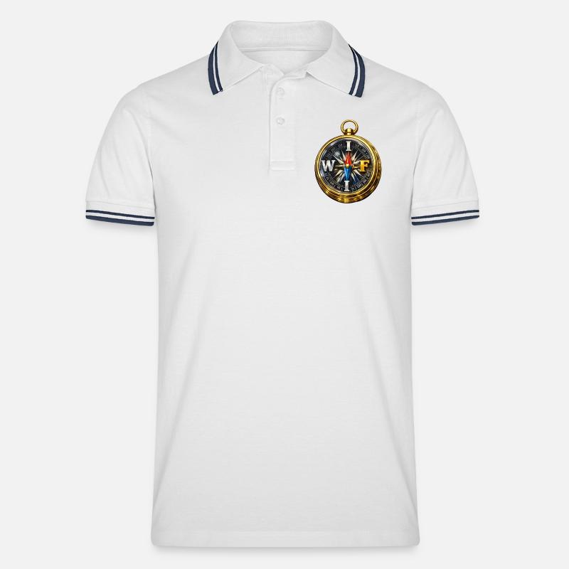 Compass mit WLAN - Männer Tipped Poloshirt - Weiß/Navy