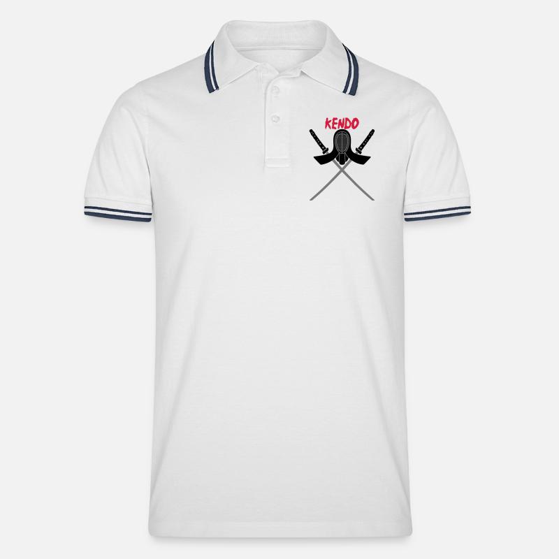 KENDO - Männer Tipped Poloshirt - Weiß/Navy